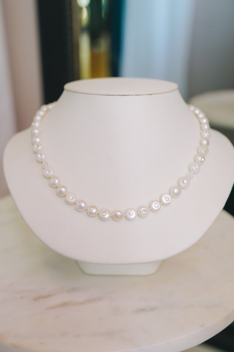 White Freshwater Pearl & Crystal NecklaceDebra PyeattNecklaces