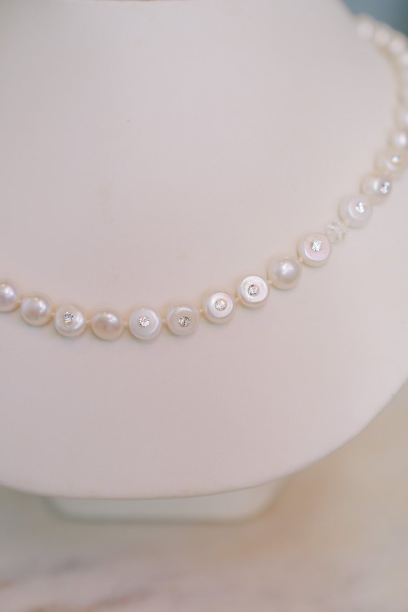 White Freshwater Pearl & Crystal NecklaceDebra PyeattNecklaces